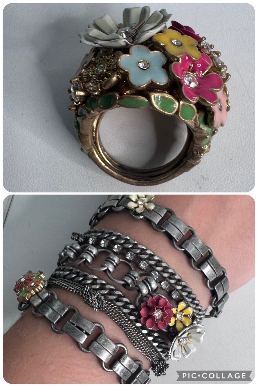Vintage  Y2K Juicy Couture Flower Ring & Matching Statement Bracelet Whimsical